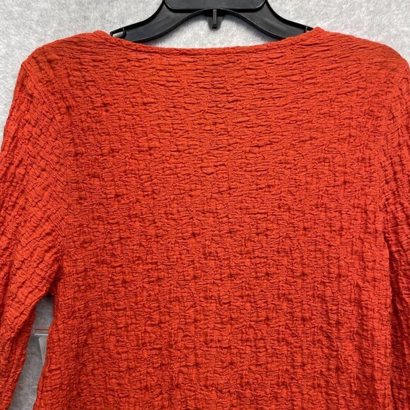 Ali Miles Textured Crinkle Top Womens Petite Small Red Blouse Roll Tab Sleeve - Picture 6 of 13